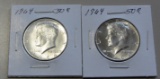 Lot of 2 - 1964 Kennedy Silver Half Dollar