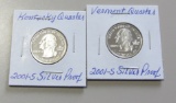 Lot of 2 - 2001-S  Washington Silver Proof Cameo Quarter CH BU 