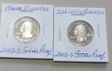 Lot of 2 - 2003-S  Washington Silver Proof Cameo Quarter CH BU 