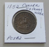 1852 Canada 1/2 Penny Token
