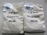 2 BAGS OF INDIANA UNCIRCULATED QUARTERS $50 FACE