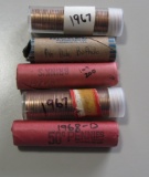 3 UNCIRCULATED CENT ROLLS AND NO DATE BUFFALO ROLL 1967 68-D 1967 1968-D