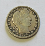 1909-S BARBER QUARTER