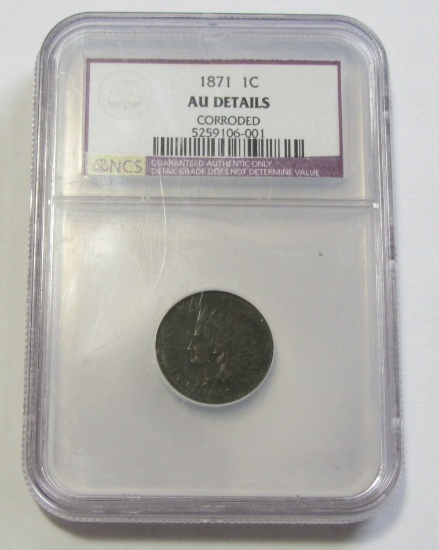 TOUGH COIN 1871 INDIAN HEAD CENT ANACS AU