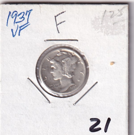 1937 MERCURY DIME