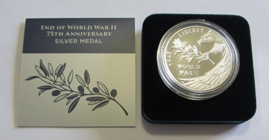 NEW ISSUE 2020 WORLD WAR II SILVER MEDAL 75TH ANNIVERSARY