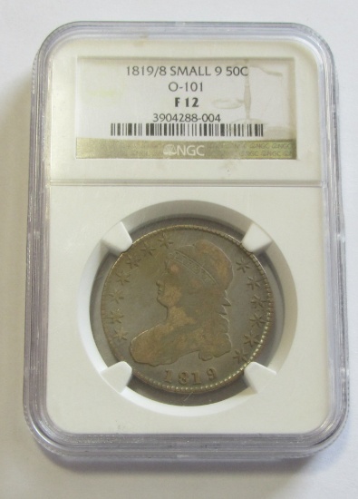 1819/8 SMALL 9 BUST HALF NGC FINE OVERTON 101