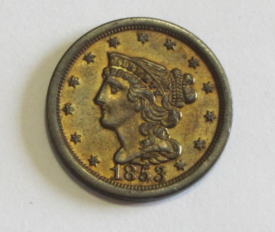 HIGH GRADE PLEASING 1853 BRAIDED HAIR LARGE CENT