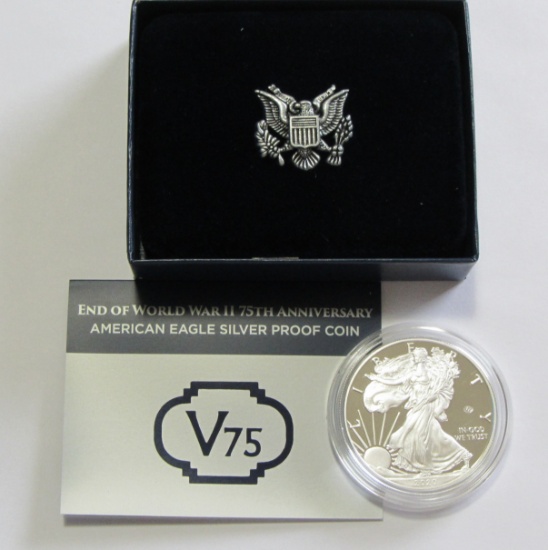 NEWLY ISSUED 2020 PROOF SILVER EAGLE V75 WORLD WAR II