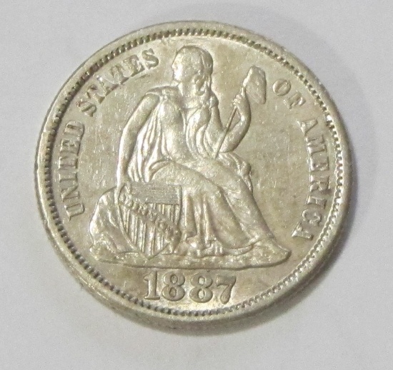 1887 SEATED HIGH GRADE DIME