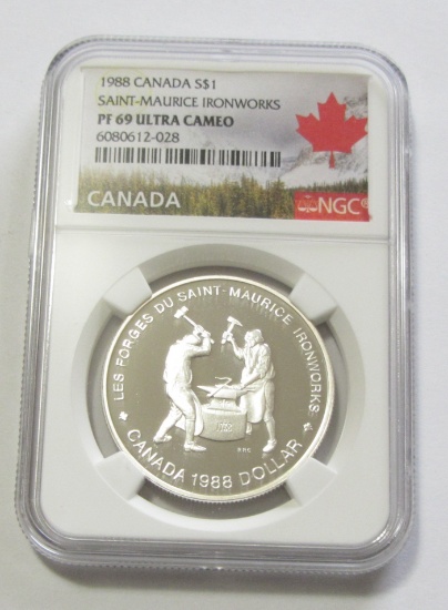 1988 ironworks silver Canada NGC 69