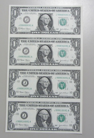 $1 SHEET OF 4 2003-A KANSAS CITY DISTRICT FEDERAL RESERVE NOTES