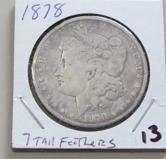 $1 1878 7 Tail feathers Morgan