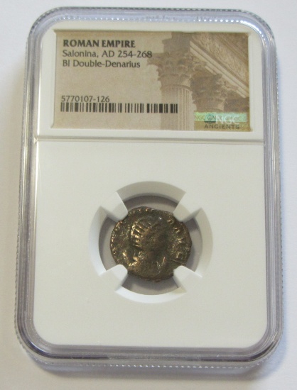 ROMAN EMPIRE SALONIA 254AD NGC DOUBLE DENARIUS