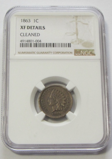 1863 INDIAN HEAD CENT NGC XF