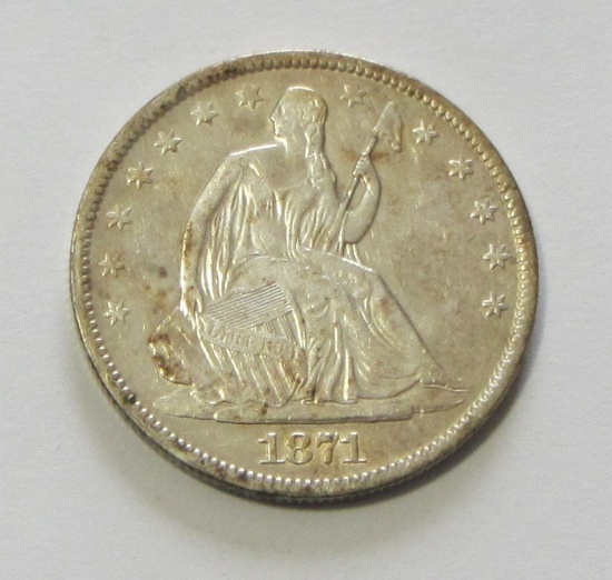 HIGH GRADE 1871-S SEATED HALF DOLLAR