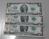 Lot of 3 - 1976 $2 with Stamp - Conservative Banknotes