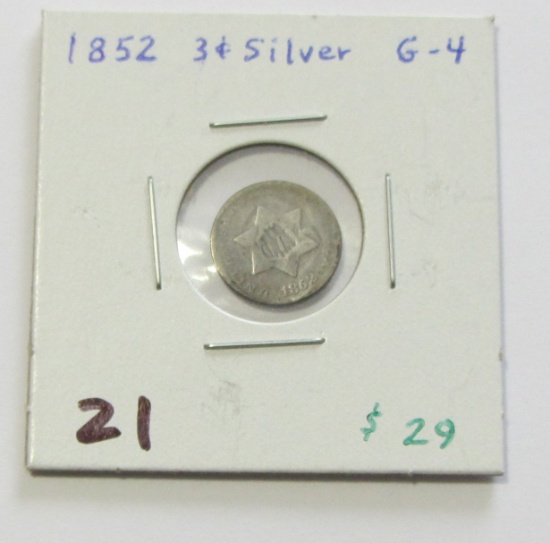 1852 silver $0.03 piece