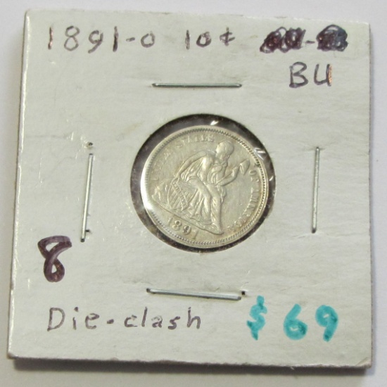 High grade 1891 O Seated dime