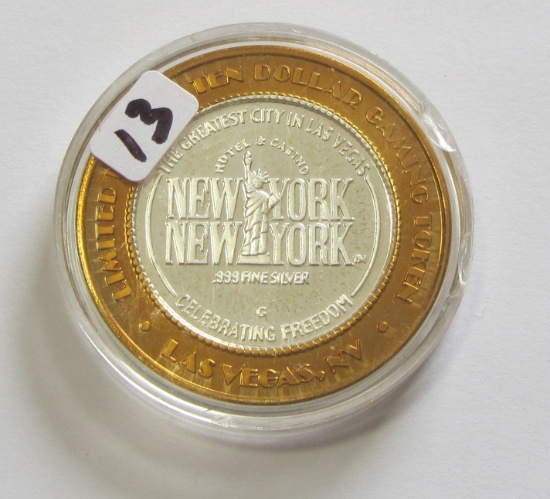 SILVER $10 NEW YORK NEW YORK CASINO ROUND .999 FINE