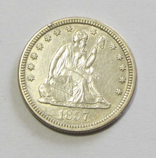 1857 SEATED QUARTER HIGH GRADE CLEANED