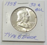 1958 Franklin Half Dollar Type B Reverse BU