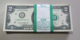 BEP PACK OF 100 $2 BILLS IN ORIGINAL WRAPPER GEM UNCIRCULATED SAN FRANCISCO