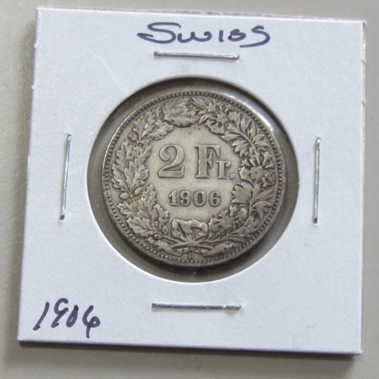 Silver 1906 Switzerland two Franc