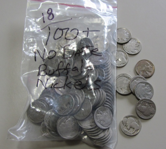 100 PLUS LOT OF NO DATE BUFFALO NICKELS