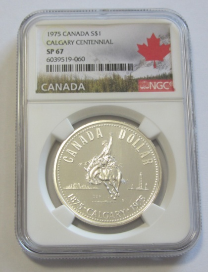 $1 SILVER CANADA 1975 NGC CALGARY