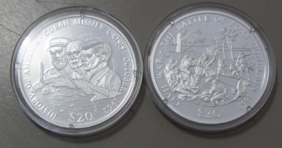 2 $20 SILVER LIBERIA COMMEMORATIVE COINS