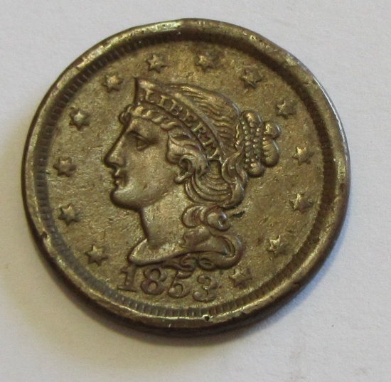1853 BRAIDED LARGE CENT