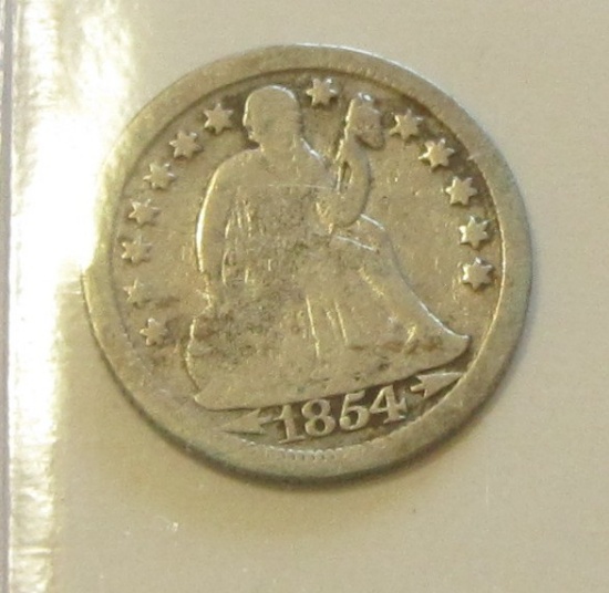 1854 SEATED DIME