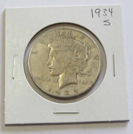 BETTER DATE $1 1934-S PEACE SILVER DOLLAR