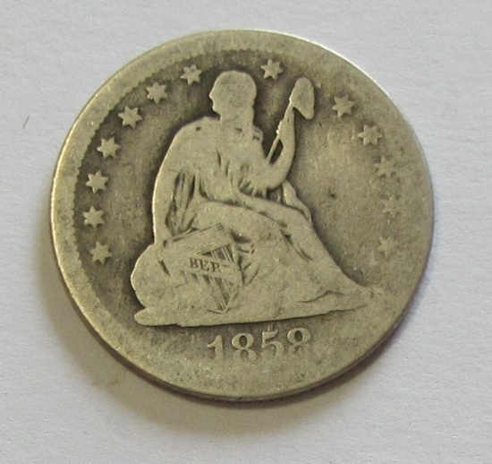 1858 SEATED QUARTER