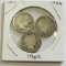 3 SILVER BARBER DIMES