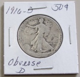 1916-D Obverse D Walking Liberty Half Dollar - Better Date
