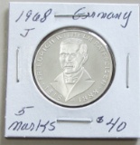 1968J Germany Silver 5 Marks BU