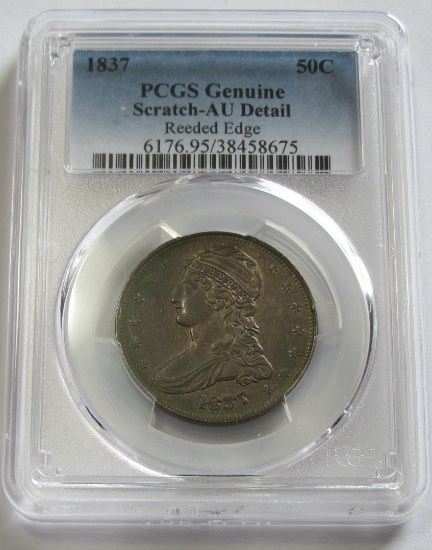 1837 CAPPED BUST HALF PCGS AU REEDED EDGE