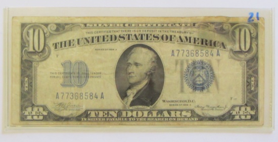 $10 1934-A SILVER CERTIFICATE