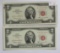 Lot of 2 - 1963 $2 Red Seal CU UNC