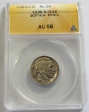 1938-D/D RPM-2 Buffalo Nickel ANACS AU58