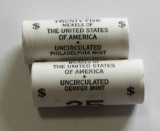 UNC 2005-P & D Buffalo Bison Roll Jefferson Nickels 25 Per Roll Nice Coins!