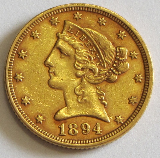 $5 GOLD HALF EAGLE 1894