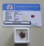 8.85 Cts Natural Ruby. Oval mix. GLI certified