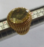 925 Silver Gold Plated Ring with a Yellow Topaz Gemstone