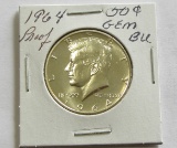 1964 Kennedy Silver Cameo Proof Dollar Gem BU