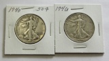 Lot of 2 - 1940 & 1946 Walking Liberty Half Dollar