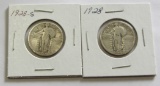 Lot of 2 - 1928 & 1928-S Standing Liberty Quarter