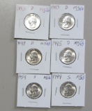 BU QUARTER LOT SILVER D AND S MINT 1943 1947 1945 1944